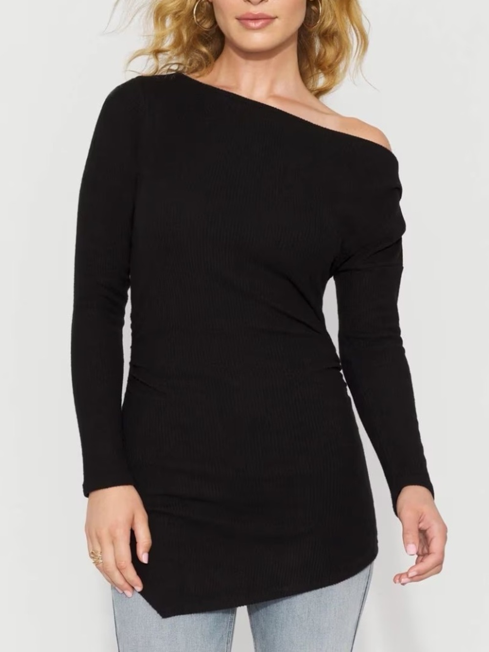 WHBM Asymmetrical Rib Snit Top